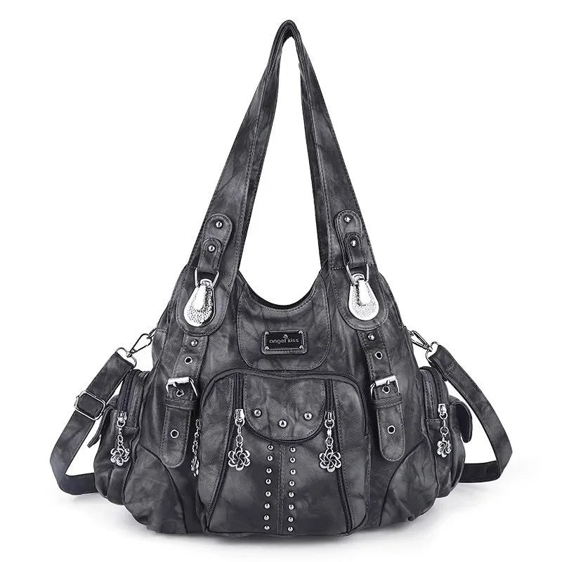 Vintage Women Bag Large Handbags Satchel Top-handle PU Shoulder Bag Vintage Dumpling Pack Multi-pockets Shoulder Bags Purse