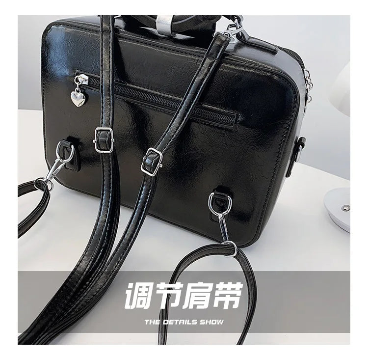 Cartoon Cute Handbags for Women Funny Retro TV Transparent Square Bag Fashion Leather Personalized Creative Shoulder Bag Woman