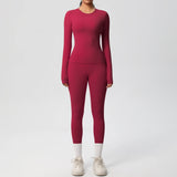 2 PCS Sportswear Yoga Set Gym Clothes Yoga Suits For Women Fitness Set Tracksuits Sports Long Sleeve Crop Top Gym Leggings