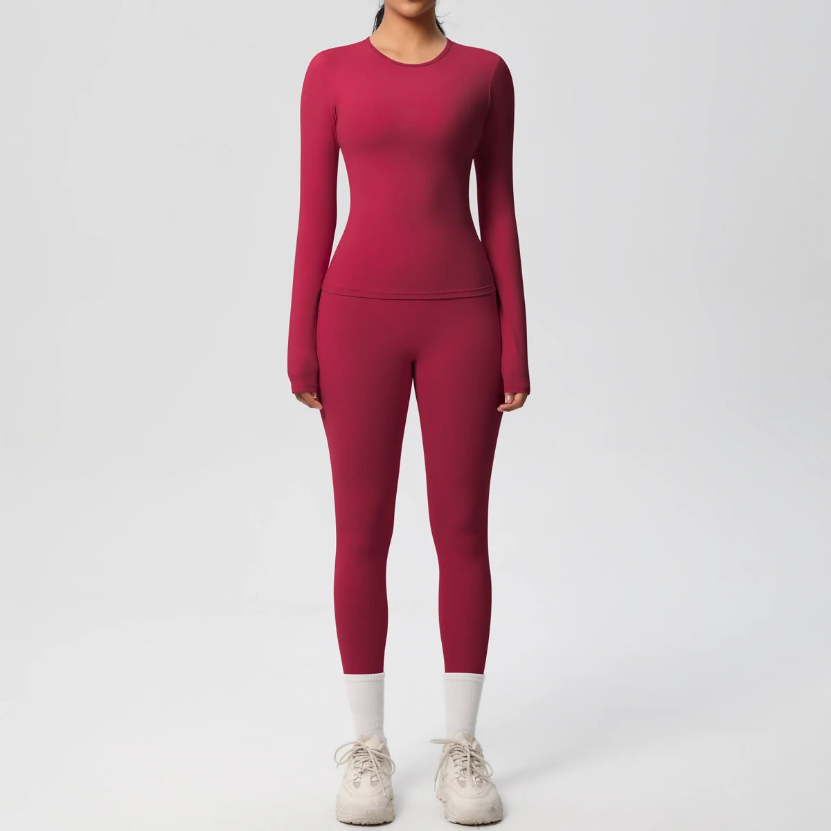2 PCS Sportswear Yoga Set Gym Clothes Yoga Suits For Women Fitness Set Tracksuits Sports Long Sleeve Crop Top Gym Leggings