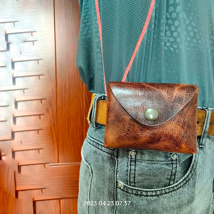 Small Waist Bag Genuine Leather Belt Pack Wallet Coin Purse Card Holder Car Key Pouch Driver's License Case Men Women 6065
