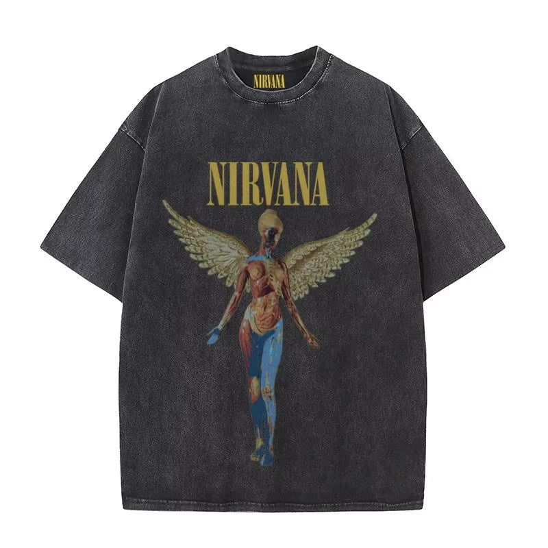 Nirvana In Utero Washed Cotton Oversized T-Shirt — Retro Y2K Streetwear Tee