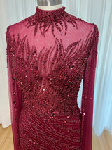 Luxury Beaded Mermaid Evening Gown | Cape Sleeve