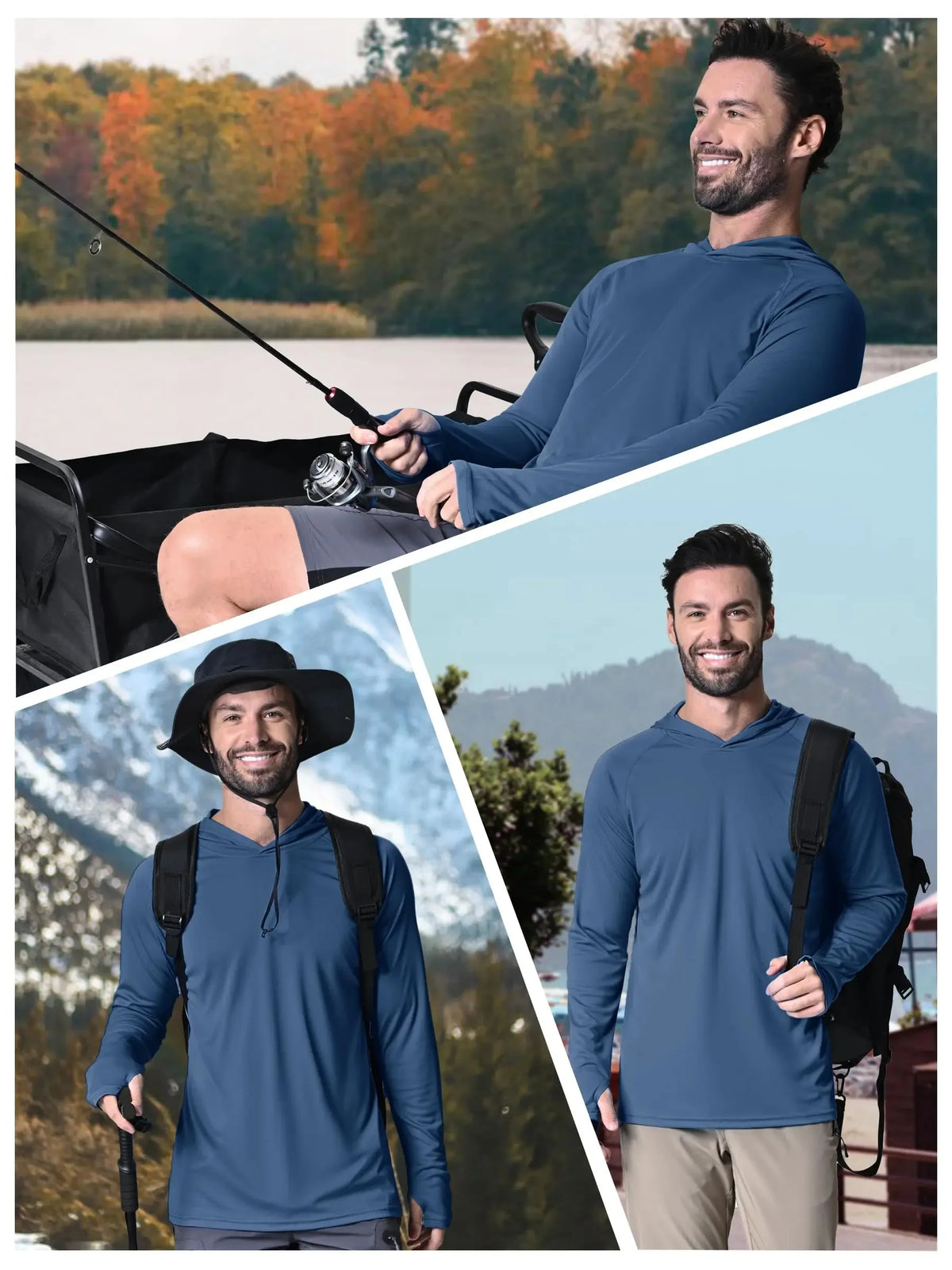 TACVASEN Men's Quick-Dry Long Sleeve Hooded T-Shirt