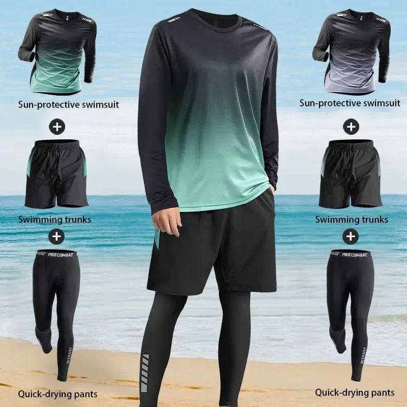Men’s Quick-Dry Long-Sleeve Swim Set