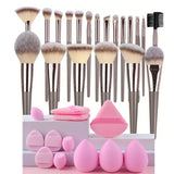 Professional 3-20pc USA-Made Makeup Brush Set - Goat & Synthetic Hair