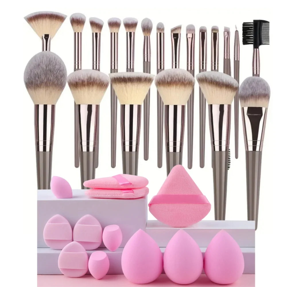 Professional 3-20pc USA-Made Makeup Brush Set - Goat & Synthetic Hair