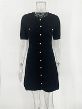 Elegant Ribbed Knit Mini Dress