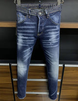 ICON BRAND D2 Men Jeans Denim Pants Hole Slim Pencil Trousers Metal Buttons Party Classics Fashionable Black DSQ2 JENAS