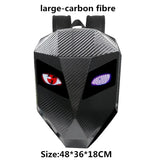 LED Motorcycle Rider Backpack Eyes Glow pattern carbon fiber texture helmet locomotive backpack school bag Moto Laptop backpack