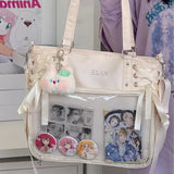 Italife Luxury Large Ita Bag with Ribbon ACG Display Women Blue Big Clear Shoulder Bag with Pin Insert Girl Pink Itabag Bow H201