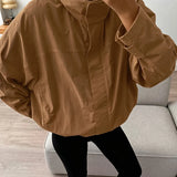 Linad Street Chic Red Turtleneck Zipper Jackets Autumn Casual Long Sleeve Outerwear Fashion Coats For Woman Tops Female 2025