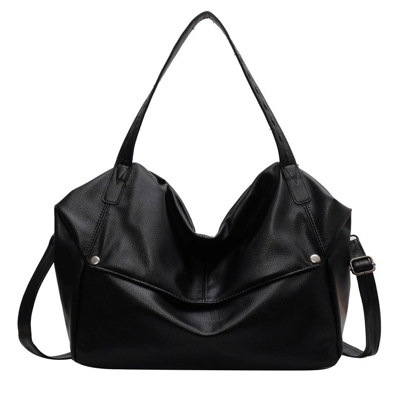 Large Capacity Solid Color Crossbody Shoulder Bag, Fashion Casual Versatile Shopper Tote Bag,Black/White Elegant Women Handbag
