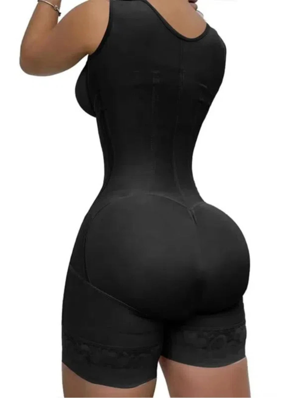Women's Lace-Trimmed Firm Control Shapewear Bodysuit - Black