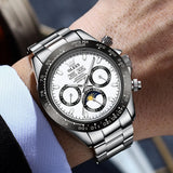OLEVS 6654 Luxury Mens Watch Chronograph Automatic Mechanical Wristwatch Waterproof Luminous Top Brand Watch for Man Date Sport