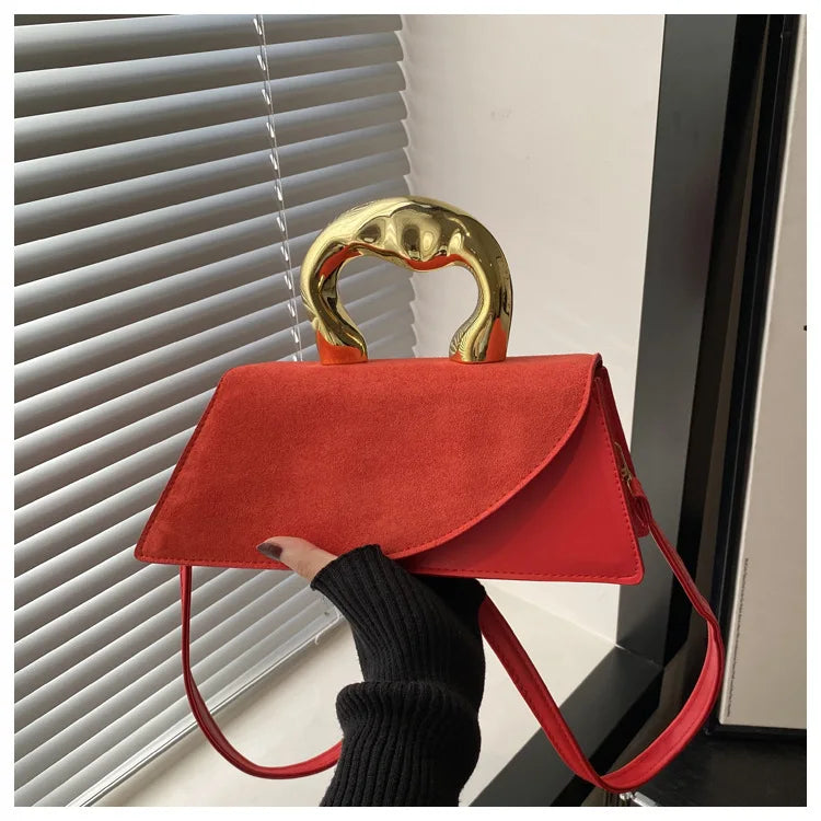 New Minimalist Design Shoulder Bag for Women Light Luxury Large Capacity Casual Metal Hand-held Crossbody Bags Female Handbag