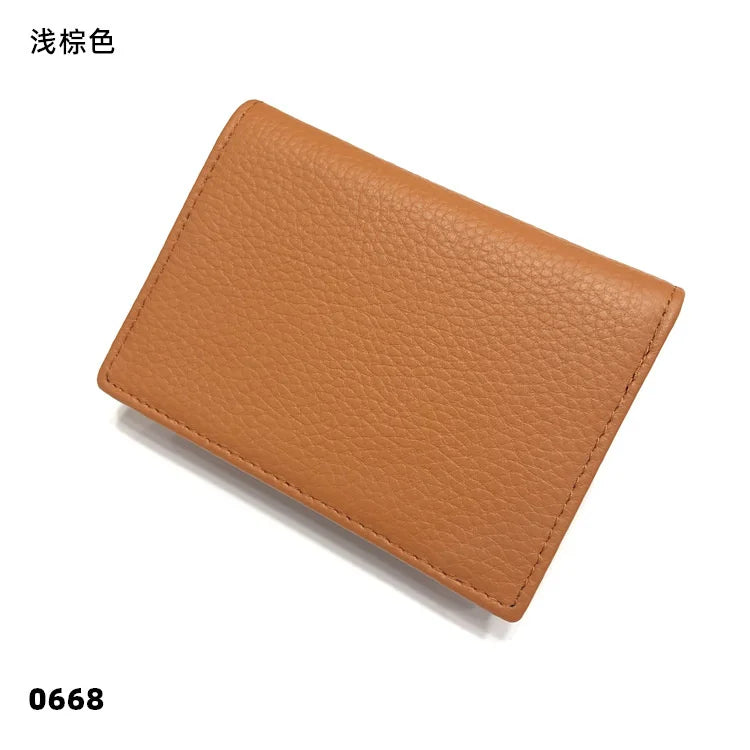 Dropshipping Custom Name Genuine Leather Men Women Business Card Holder Bifold Credit Card Case With ID Window