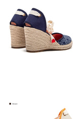 Women's Espadrille Wedge Sandals – Ankle Strap Lace-Up