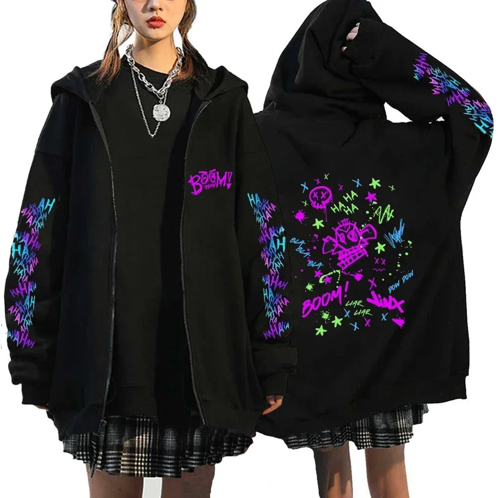 Arcane Jinx Graffiti Zipper Hoodie