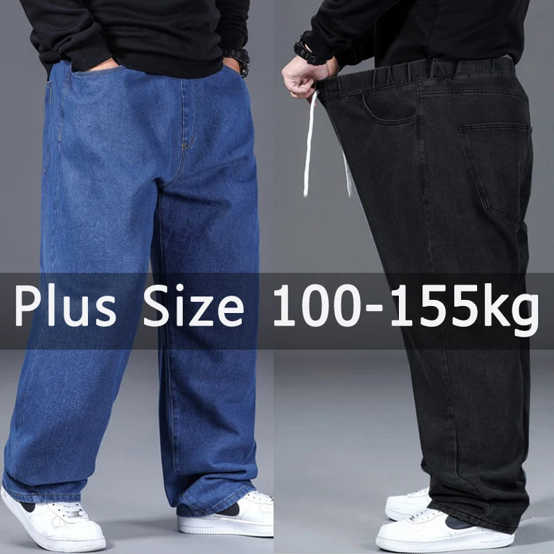 Men's Plus Size Straight-Leg Elastic Waist Jeans
