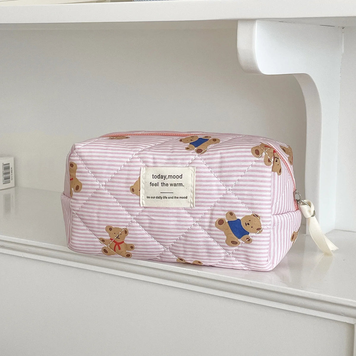 Quilted Bear Floral Cosmetic Bag for Women & Girls