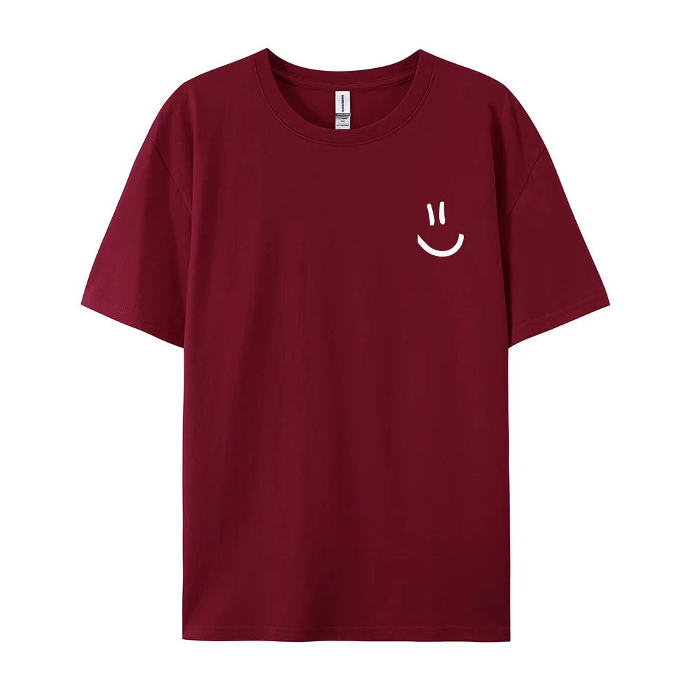 Men's Cotton T-Shirt with Minimalist Smile Print