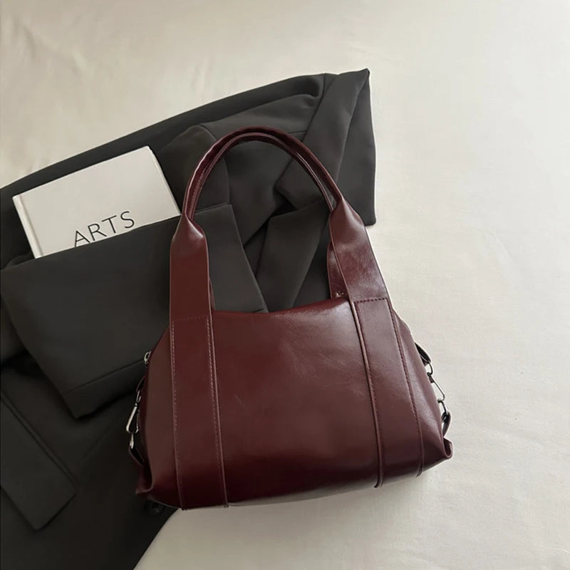 High Quality PU Leather Women's Shoulder Bag Large Capacity Y2K Underarm Bag Fashion Rivet Women Daily Boston Handbag