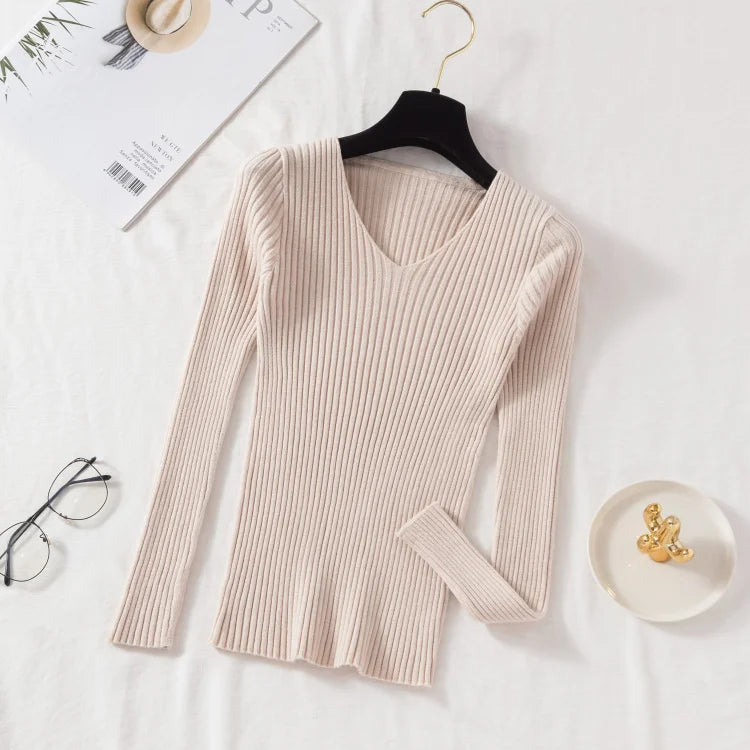 Women's V-Neck Knit Pullover Sweater