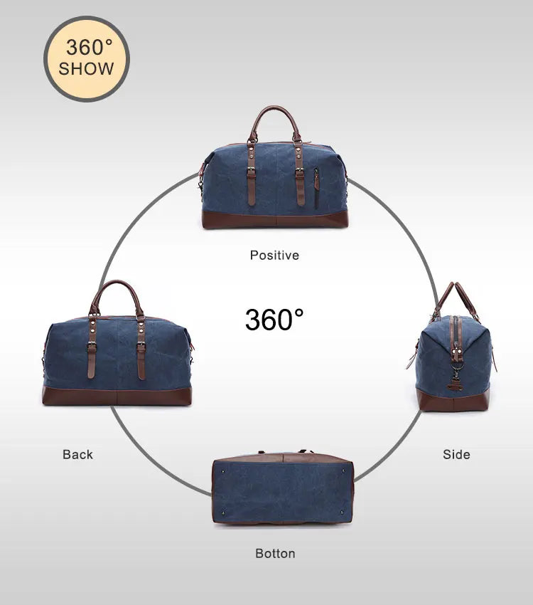 Original Canvas Leather Men Travel Bags Carry on Luggage Bags Men Duffel Bags Travel Tote Large Weekend Bag Overnight