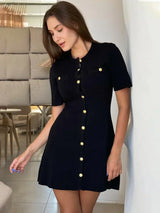 Elegant Ribbed Knit Mini Dress
