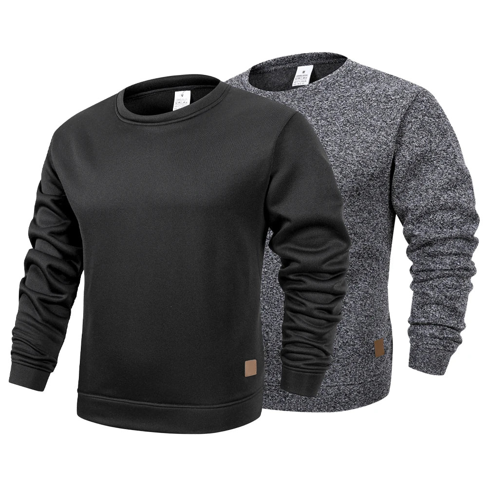 New Mens Round Neck Sweatshirt Solid Color Loose Casual Pullover Men Fashion Warm Long Sleeve Hoodies Men Clothing