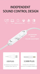 ONIKUMA X10 Gaming Headphones with Detachable Cute Cat Ear RBG Lighting Gaming Headset Gamer Earphone with HD Mic for PC Gaming