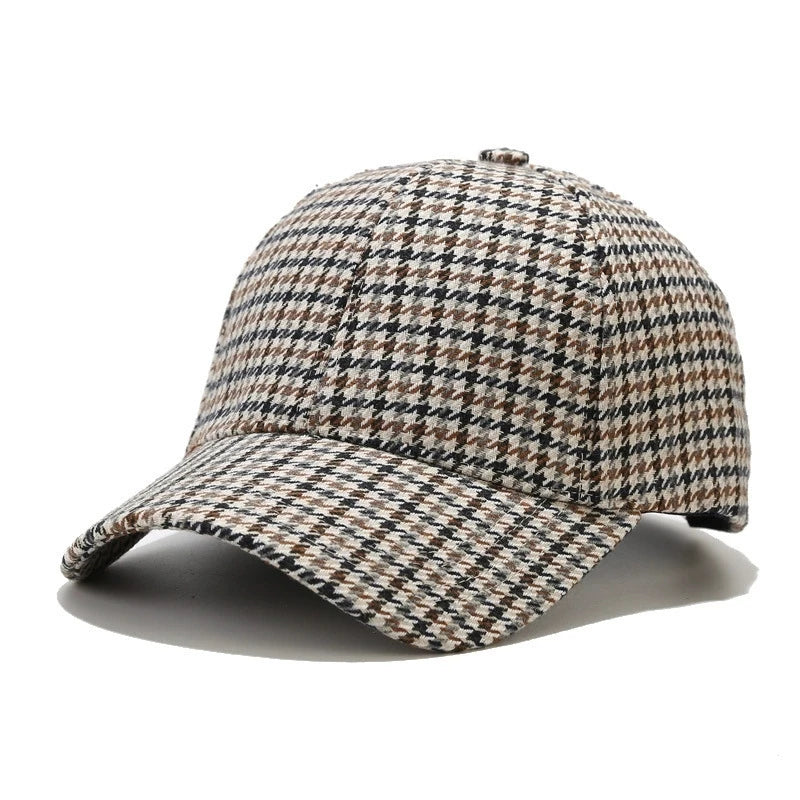 Unisex Checkered Baseball Cap with Adjustable Strap