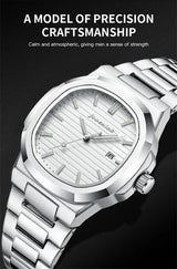 2025 New luxury military man watch square waterproof bright Date week men watch stainless steel Quartz men watches Reloj + box