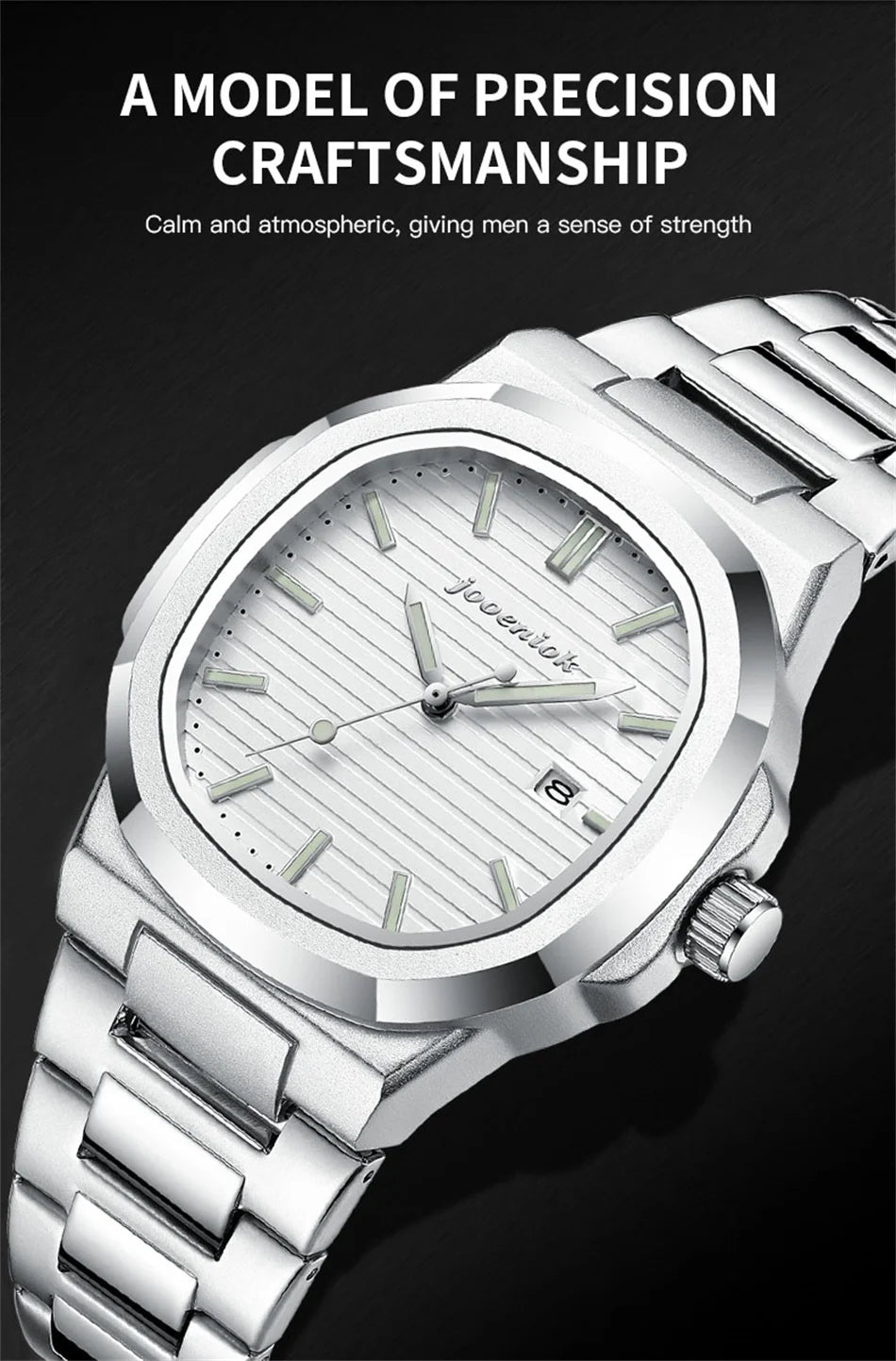 2025 New luxury military man watch square waterproof bright Date week men watch stainless steel Quartz men watches Reloj + box