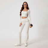 Premium Women’s 2-Piece Yoga & Gym Set – Long Sleeve Quick-Dry Sportswear