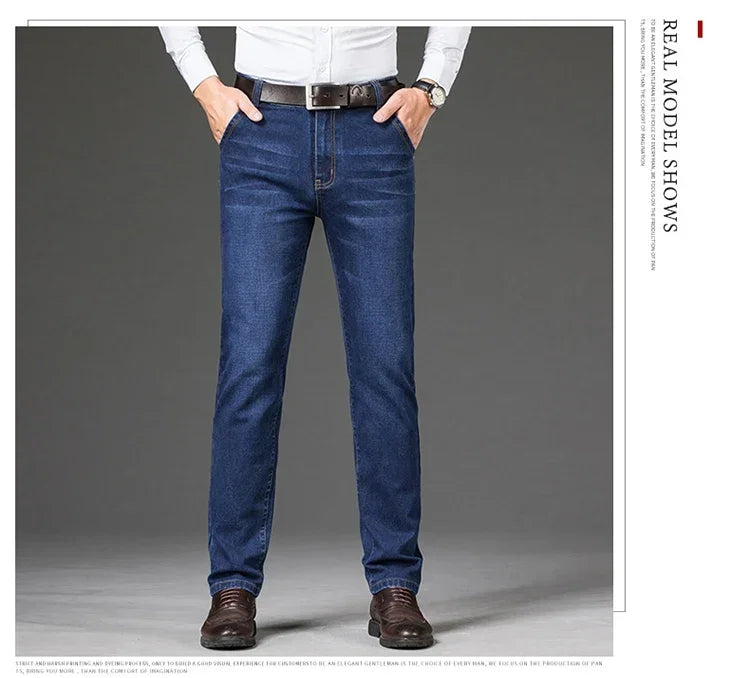 Men's Classic Straight-Leg Denim Jeans | Blue & Black