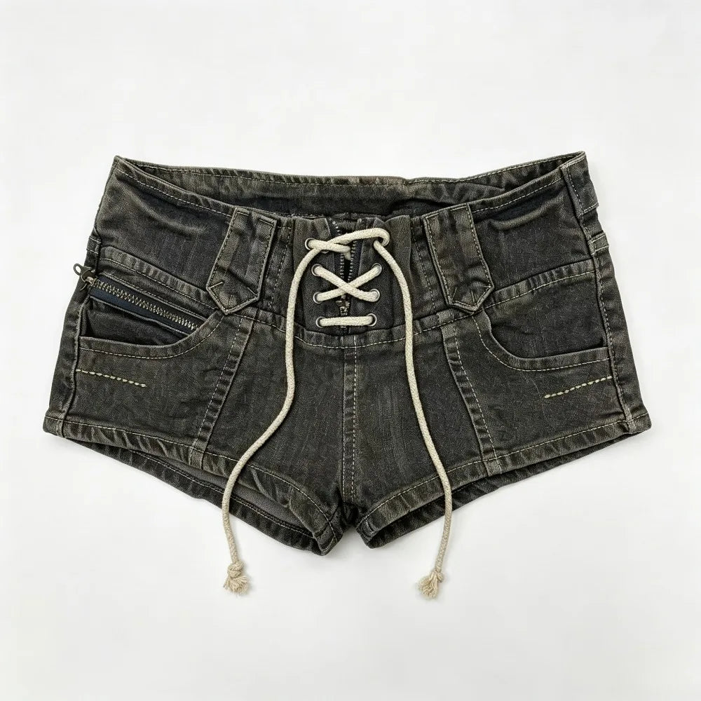 Women's Y2K Low-Rise Distressed Denim Shorts
