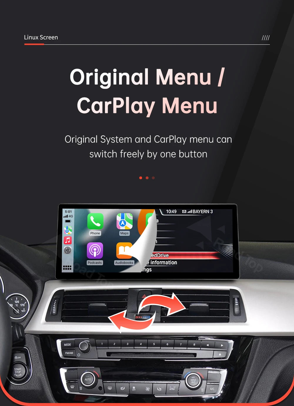 12.3" BMW F30/F36 CarPlay & Android Auto Screen Upgrade