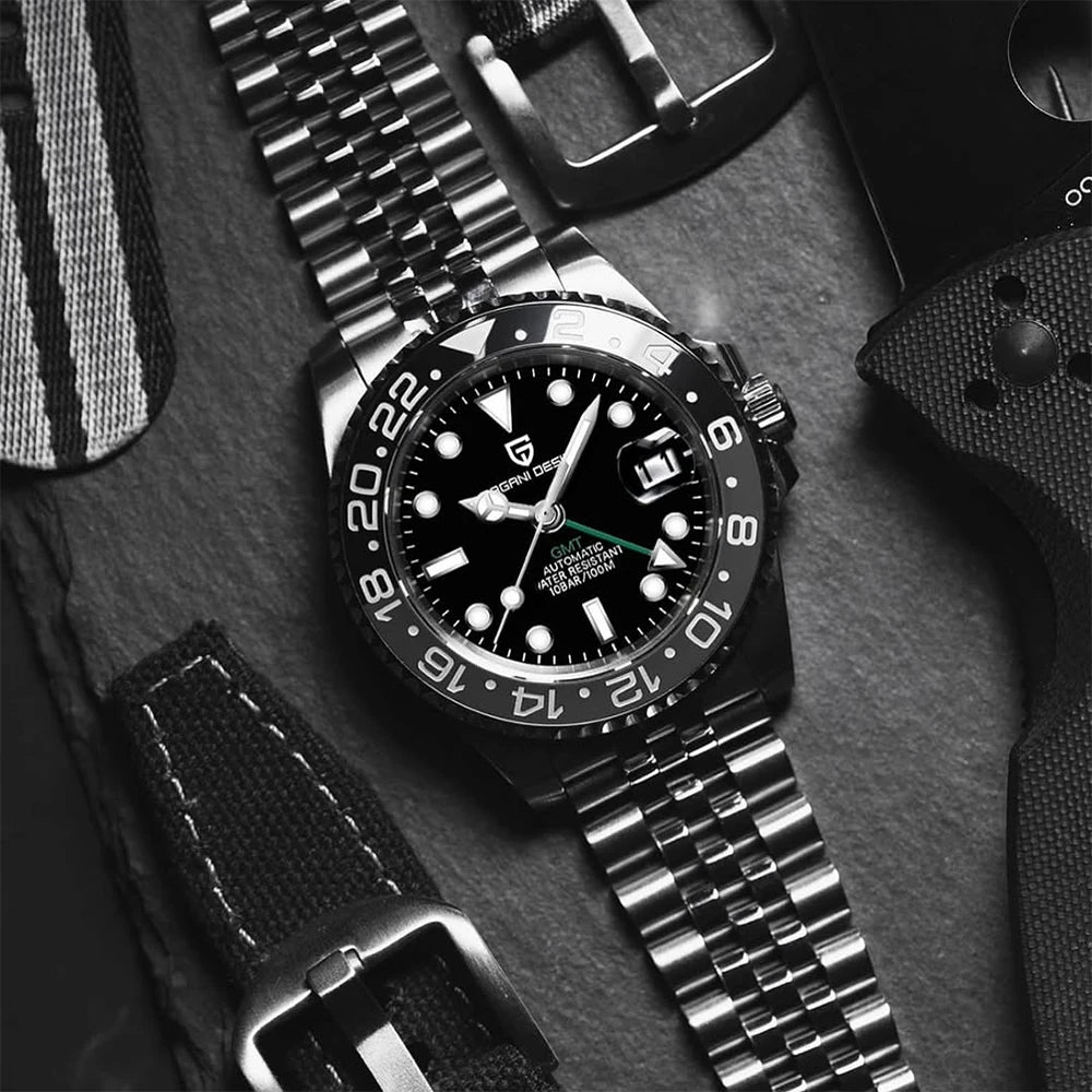 PAGANI DESIGN 2025 40MM GMT Mechanical Wristwatch Sapphire Ceramic Bezel  Automatic Watch Stainless Steel 100M Waterproof Watch