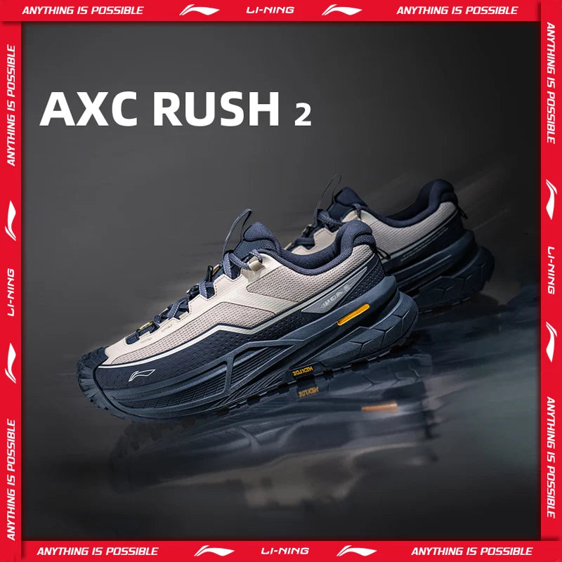 Li-Ning Unisex AXC RUSH 2 Outdoor Hiking Shoes BOOM Cushion Lightweight Springy Stable LiNing Anti-slip Sneakers AHTW003