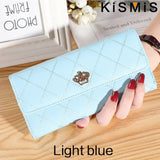 KISMIS Wallets for Women Cute Pink Pocket Womens Wallets Purses Plaid PU Leather Long Wallet Hasp Phone Bag Money Coin Pocket Ca