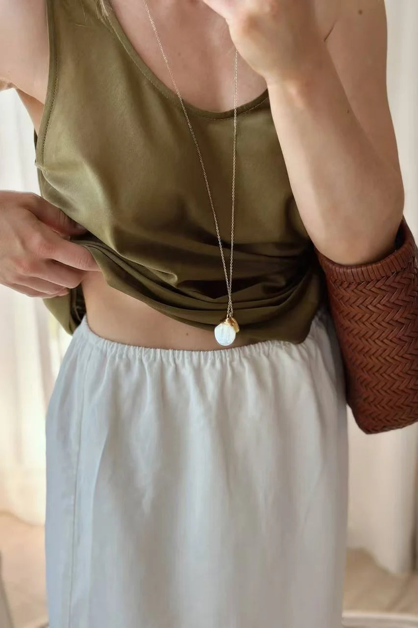 Women's Elegant Linen Midi Skirt – Summer 2025
