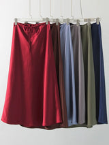 Women's Satin Maxi Skirt – Elegant Ankle-Length