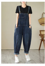 Vintage Patchwork Denim Cargo Overalls