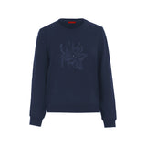 Floral Embroidered Women's Pullover Sweatshirt with O-Neck