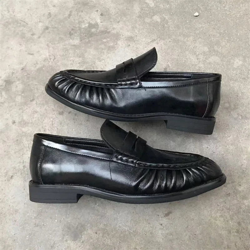 New French Retro Flat Shoes Made of Pure Handmade Calf Leather, Le Fu Women's Rubber Sole, One-Step Comfortable and Casual Singl