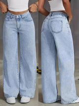 Women's Light Blue High-Waist Wide-Leg Jeans