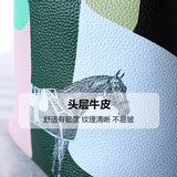 Purses and Handbags Bags for Women Painting Vegetable Basket Handbag Adjustable Shoulder Strap Genuine Leather Bucket Bag