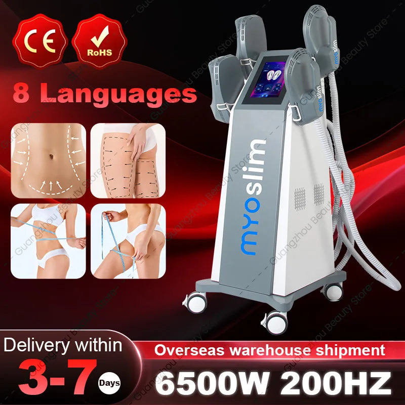 MYOslim  Electromagnetic Muscle Stimulator Professional Sculpt 6500W 5-Handle Pelvic Cushion for Fitness Equipment & Supplies